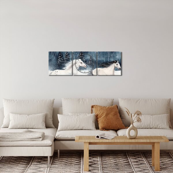 Slika naslikanih konja (sa satom) (90x30 cm)