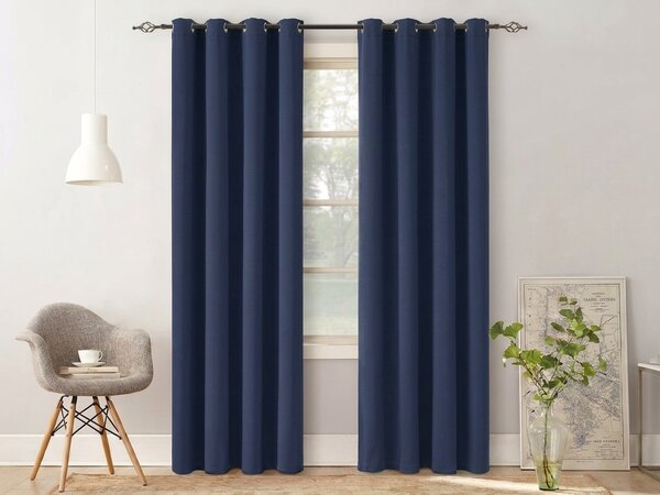 Zavjesa OXFORD LIGHT 140x250 cm, tamno plava Sistem za vješanje: Metalni prstenovi
