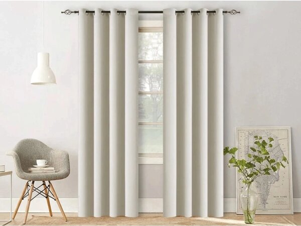 Bijelo-krem zavjesa OXFORD 140x250 cm Sistem za vješanje: Metalni prstenovi