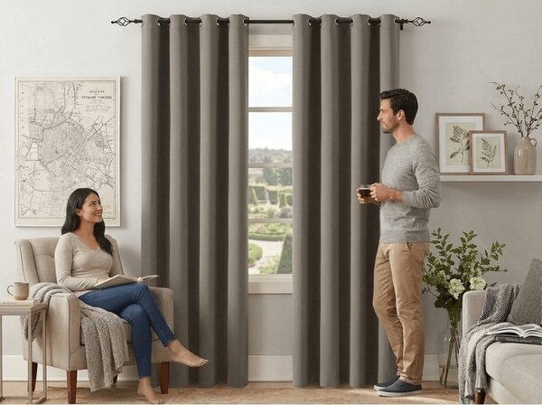 Zavjesa OXFORD 140x270 cm, sivo-smeđa Sistem za vješanje: Traka za nabiranje