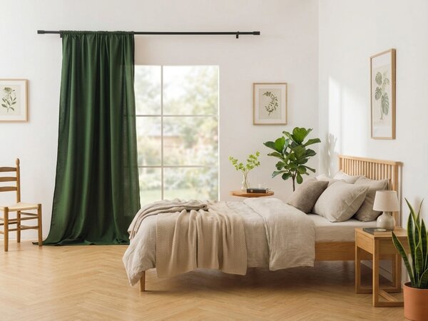 Zavjesa OXFORD LIGHT 140x250 cm, tamno zelena Sistem za vješanje: Traka za nabiranje