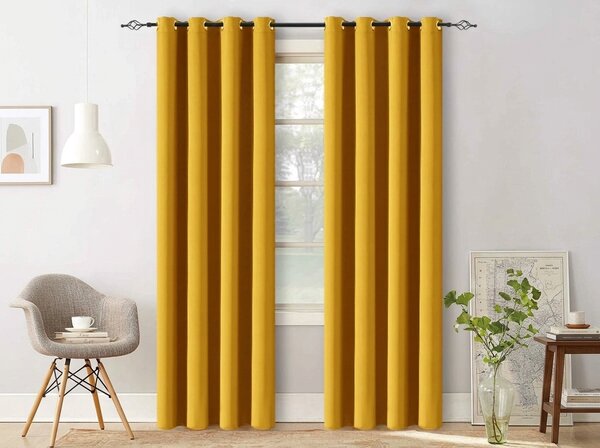 Žuta zavjesa OXFORD 140x250 cm Sistem za vješanje: Metalni prstenovi