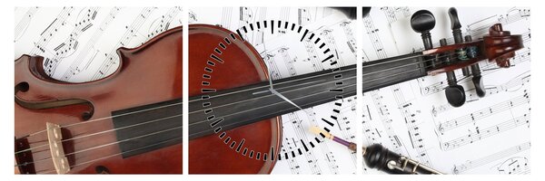Slika - Glazbeni instrumenti (sa satom) (90x30 cm)