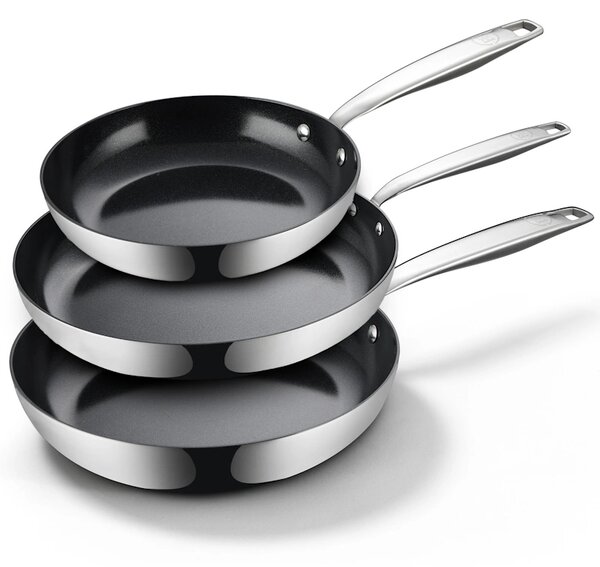 BE Living Set 3 tave Essential Black 20-24-28 cm troslojni nehrđajući čelik