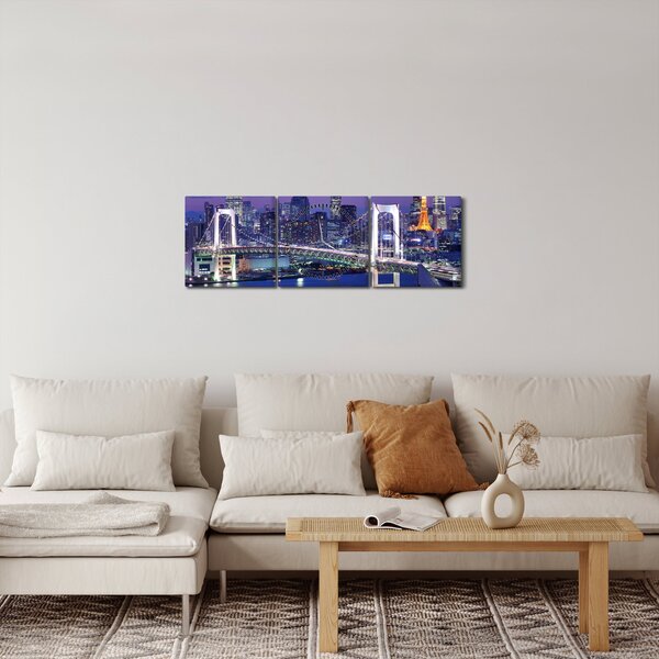 Slika noćnog života velegrada (sa satom) (90x30 cm)