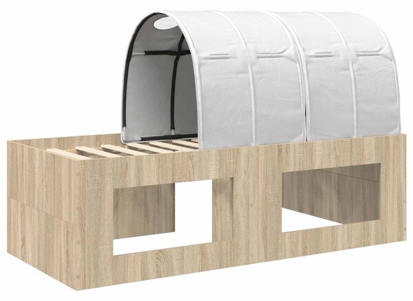 Krevet s tunelom 3 kom. Artisian hrast i bijela - Smeđa / 118,6 x 193,2 x 75,1 cm