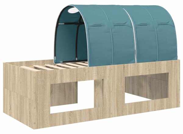 Krevet s tunelom 3 kom. Artisian hrast i svijetlo plava - Smeđa / 118,6 x 193,2 x 75,1 cm