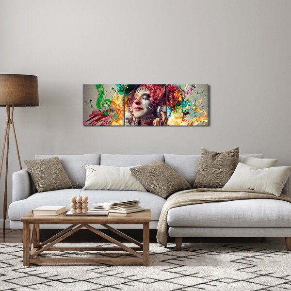 Slika - Umjetnica sa slušalicama (sa satom) (90x30 cm)