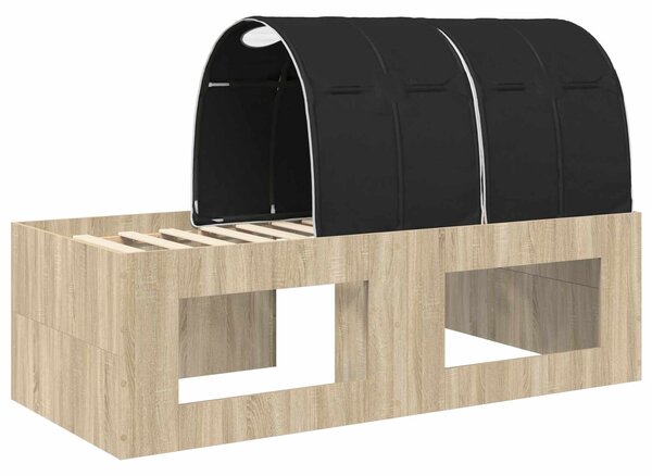 Krevet s tunelom 3 kom. Artisian hrast i crna Konstruirano drvo - Smeđa / 118,6 x 193,2 x 75,1 cm