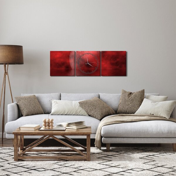 Slika - Mjesec na vodenoj površini (sa satom) (90x30 cm)