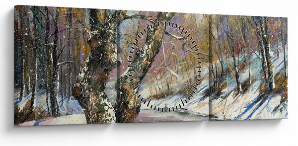 Slika naslikanog zimskog krajolika (sa satom) (90x30 cm)
