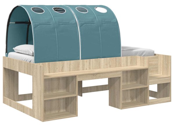Krevet s Tunnels s policom 3 kom. Sonoma i Svijetlo Plava - Smeđa / 108,5 x 203,2 x 64,8 cm