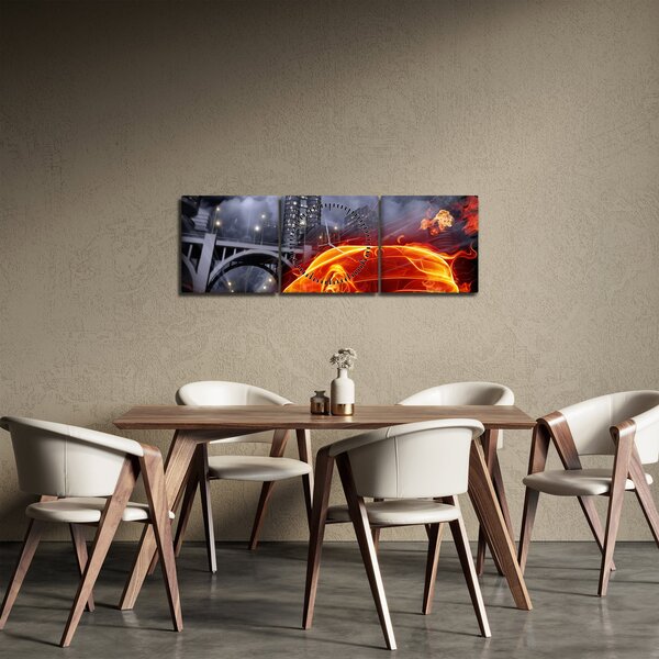Slika automobila u plamenu (sa satom) (90x30 cm)