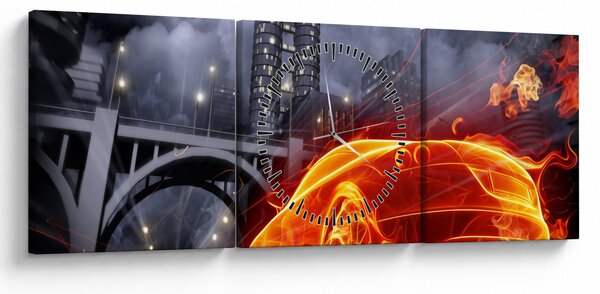 Slika automobila u plamenu (sa satom) (90x30 cm)