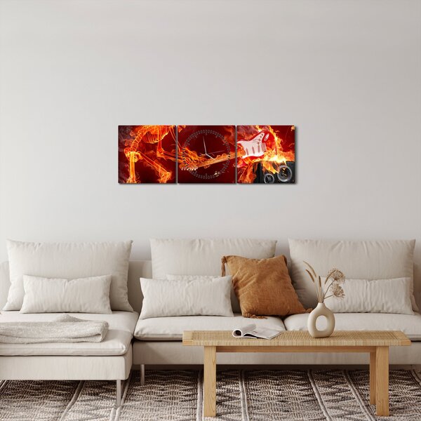Slika - Glazba u plamenu (sa satom) (90x30 cm)