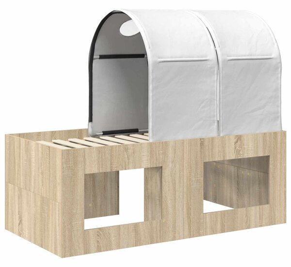 Krevet s Tunnels 3 kom. Artisian hrast i bijela - Smeđa / 123,6 x 163,2 x 75,1 cm