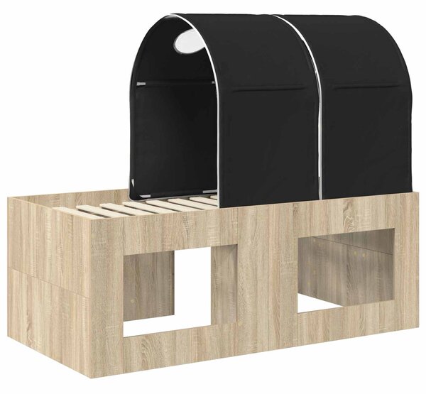 Krevet s Tunnels 3 kom. Artisian hrast i crna Konstruirano drvo - Smeđa / 123,6 x 163,2 x 75,1 cm