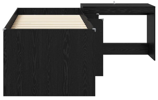Krevet za djecu s visokim okvirom i stolom Crni hrast - Crna / 80 x 200 cm