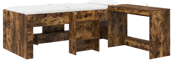 Krevet za djecu s visokim okvirom i stolom 2 kom. - Smeđa / 75 x 190 cm