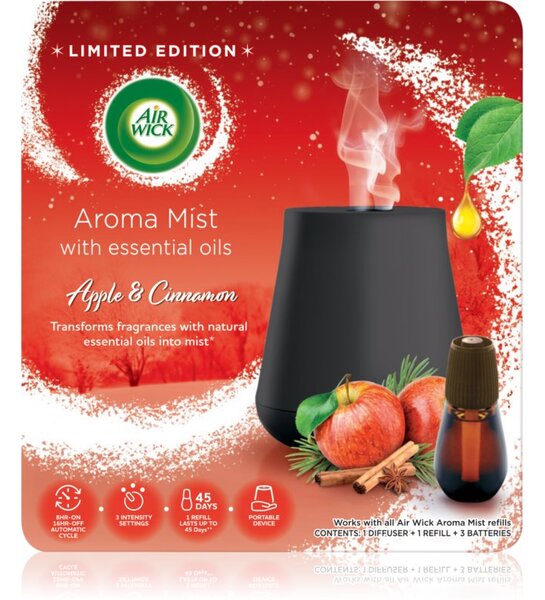 Air Wick Aroma Mist Magic Winter Apple & Cinnamon aroma difuzer s punjenjem + baterija White Difuser 20 ml