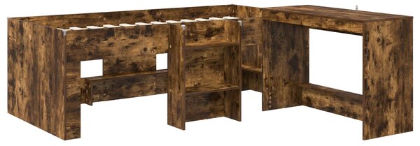 Krevet za djecu s visokim okvirom i stolom 2 kom. - Smeđa / 75 x 190 cm