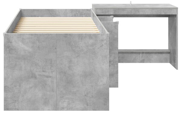 Krevet za djecu s visokim okvirom i stolom 2 kom. Betonska siva - Siva / 80 x 160 cm