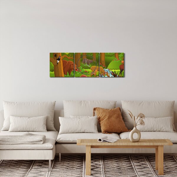 Dječja slika sa životinjama (sa satom) (90x30 cm)