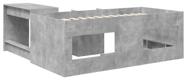 Krevet za djecu s visokim okvirom i stolom 2 kom. Betonska siva - Siva / 80 x 160 cm