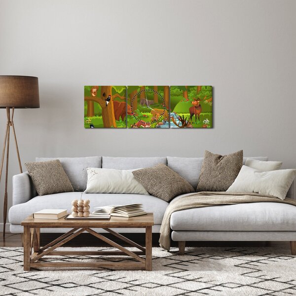 Dječja slika sa životinjama (sa satom) (90x30 cm)