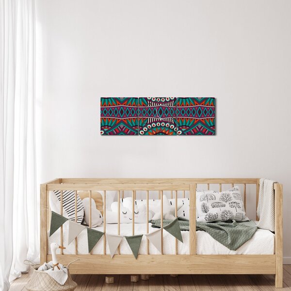 Slika ornamentalne apstrakcije (sa satom) (90x30 cm)