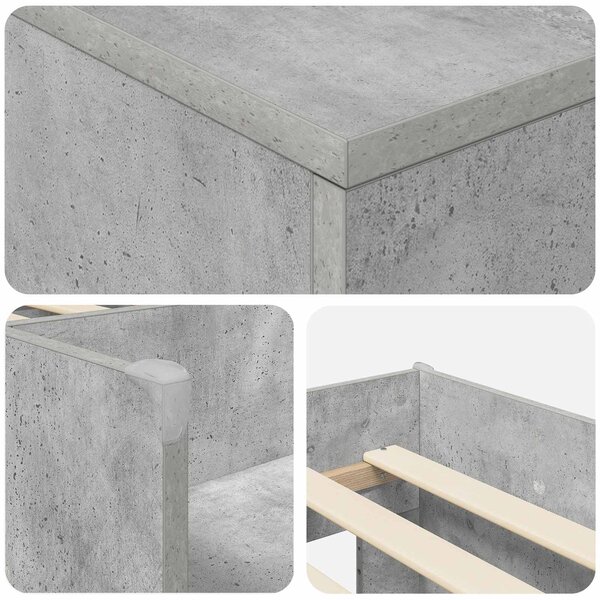 Okvir kreveta potkrovlja s ormarom 3 kom. Betonska siva - Siva / 98.5 x 200 cm
