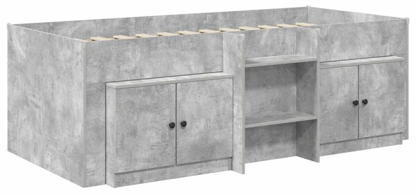 Okvir kreveta potkrovlja s ormarom 3 kom. Betonska siva - Siva / 98.5 x 200 cm