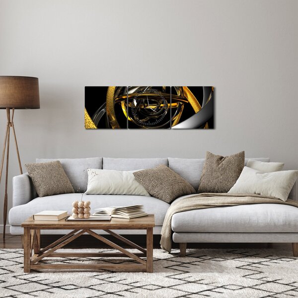 Slika moderne apstrakcije (sa satom) (90x30 cm)