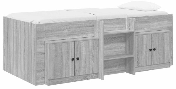 Okvir kreveta potkrovlja s ormarom s vratima 3 kom. Siva Sonoma - Siva / 98.5 x 200 cm