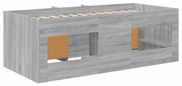 Okvir kreveta potkrovlja s ormarom s vratima 3 kom. Siva Sonoma - Siva / 98.5 x 200 cm