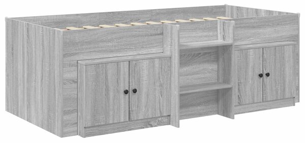Okvir kreveta potkrovlja s ormarom s vratima 3 kom. Siva Sonoma - Siva / 98.5 x 200 cm