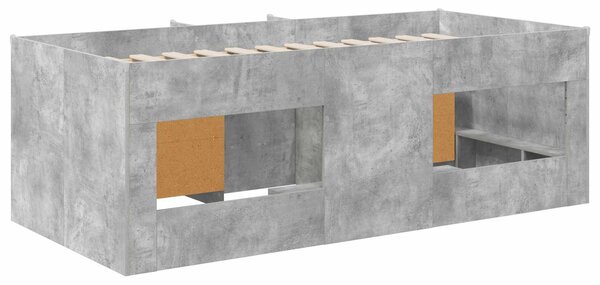 Okvir kreveta potkrovlja s ormarom 3 kom. Betonska siva - Siva / 98.5 x 200 cm