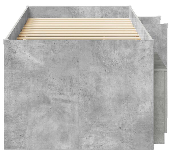 Okvir kreveta potkrovlja s ormarom 3 kom. Betonska siva - Siva / 98.5 x 200 cm