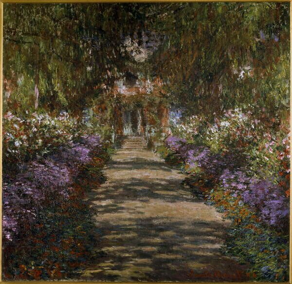 Monet, Claude - Reprodukcija umjetnosti Allee in the garden of Giverny, (40 x 40 cm)