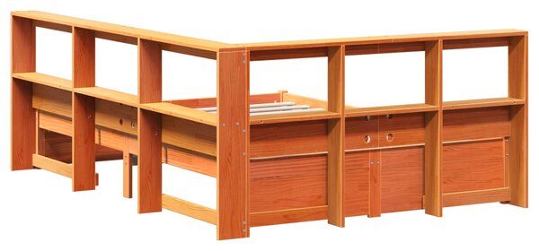 Krevet s policama s uzglavljem 2 pcs Vosak smeđa 200 x 140 cm - Smeđa / 200 x 140 cm