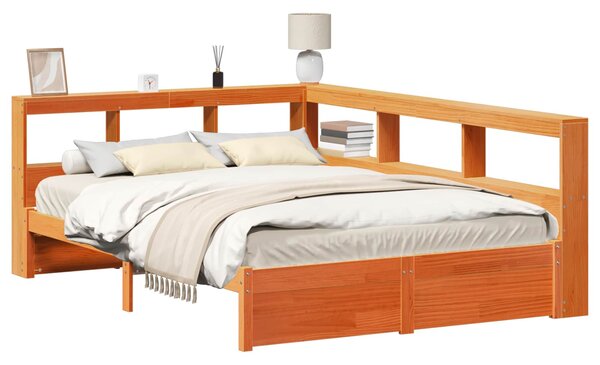 Krevet s policama s uzglavljem 2 pcs Vosak smeđa 200 x 140 cm - Smeđa / 200 x 140 cm