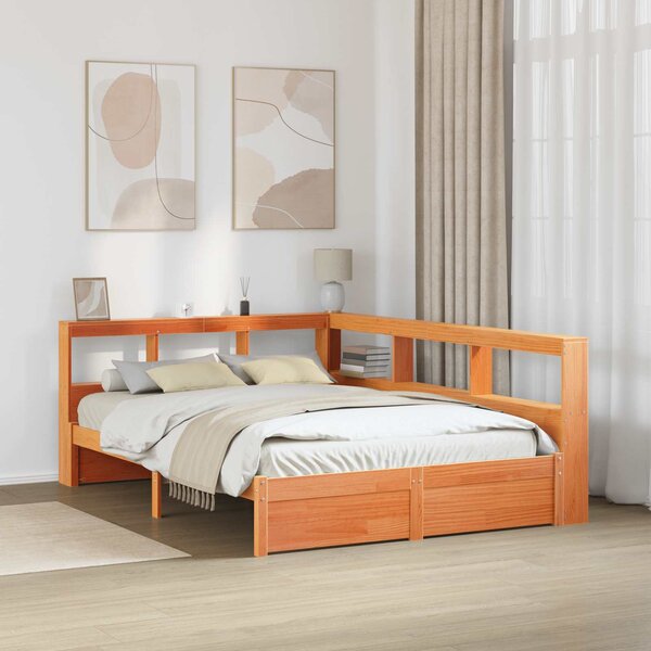 Krevet s policama s uzglavljem 2 pcs Vosak smeđa 200 x 140 cm - Smeđa / 200 x 140 cm