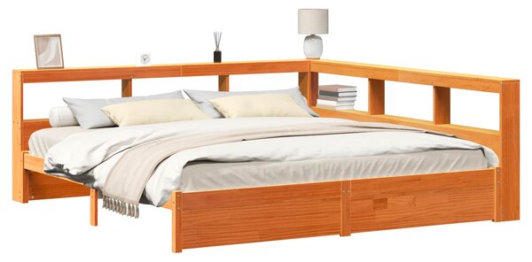 Krevet s policama s uzglavljem 2 pcs Vosak smeđa 200 x 200 cm - Smeđa / 200 x 200 cm