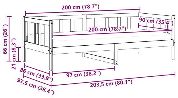 Dnevni krevet s madracem Vosak smeđa i bijela 90 x 200 cm - Smeđa / 90 x 200 cm