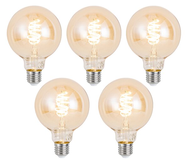 Set od 5 pametnih E27 LED žarulja s prigušivanjem G95 jantarne 4.9W 320 lm 2500K Zigbee