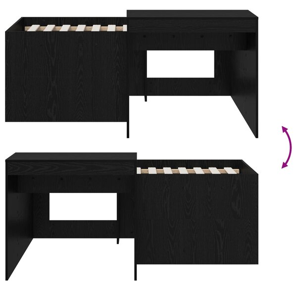 Krevet za djecu s visokim okvirom i stolom Crna 80 x 160 cm - Crna / 80 x 160 cm