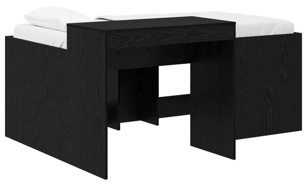 Krevet za djecu s visokim okvirom i stolom Crna 80 x 160 cm - Crna / 80 x 160 cm