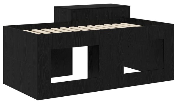 Krevet za djecu s visokim okvirom i stolom Crna 80 x 160 cm - Crna / 80 x 160 cm