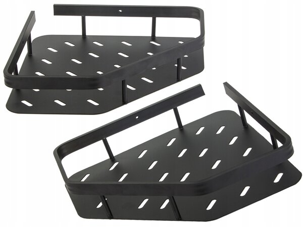 Kutna kupaonska aluminijska polica za tuš kabinu 25 cm crna
