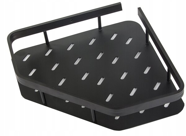 Kutna kupaonska aluminijska polica za tuš kabinu 25 cm crna